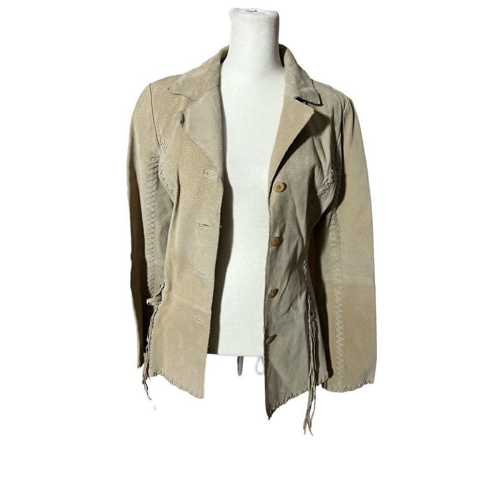 Wet Seal Leather Blazer/Jacket Womens Small Beige